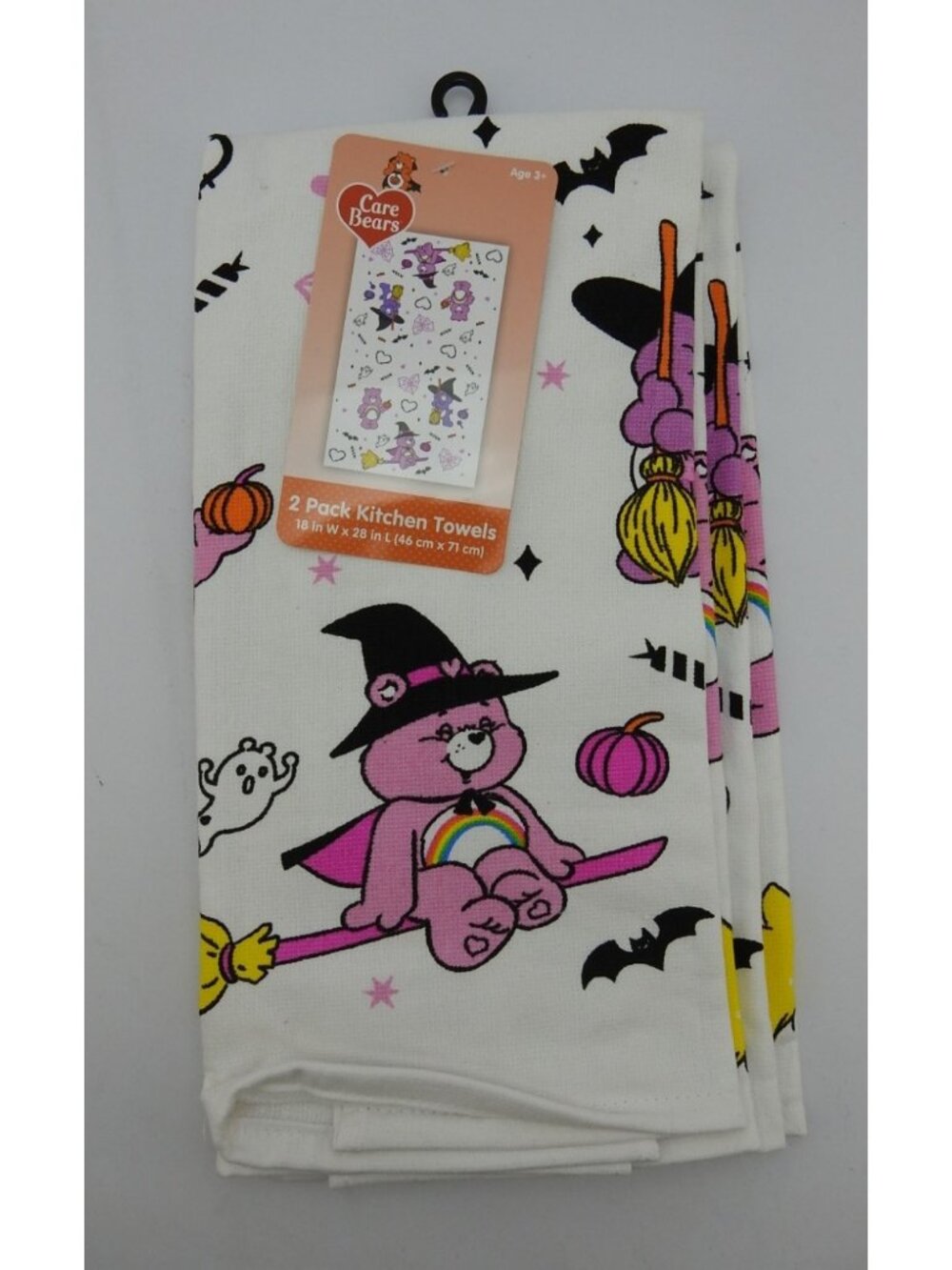 Care Bears Halloween Kitchen Towels 2 Pack Witch Pumpkin Ghost Bats New Pink